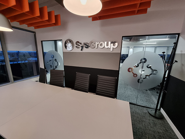 Photo showing window graphics