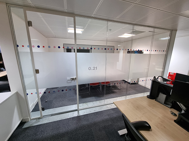 Photo showing window graphics