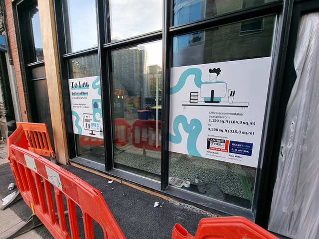 Photo showing window graphics