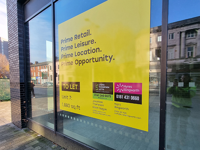 Photo showing window graphics