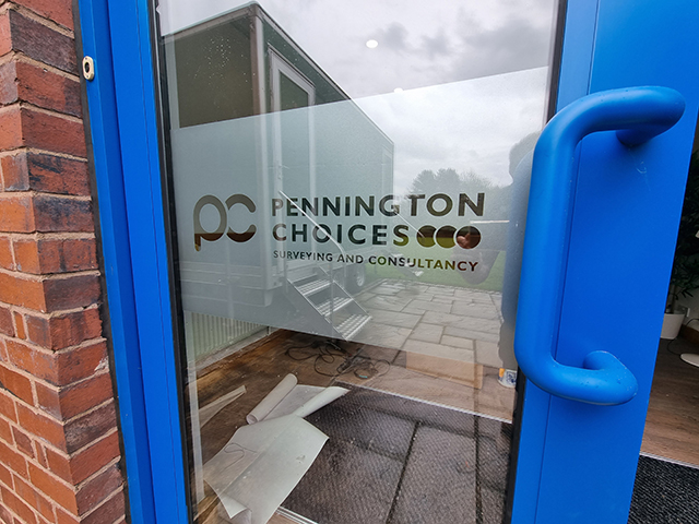 Photo showing window graphics