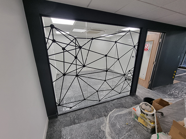 Photo showing window graphics