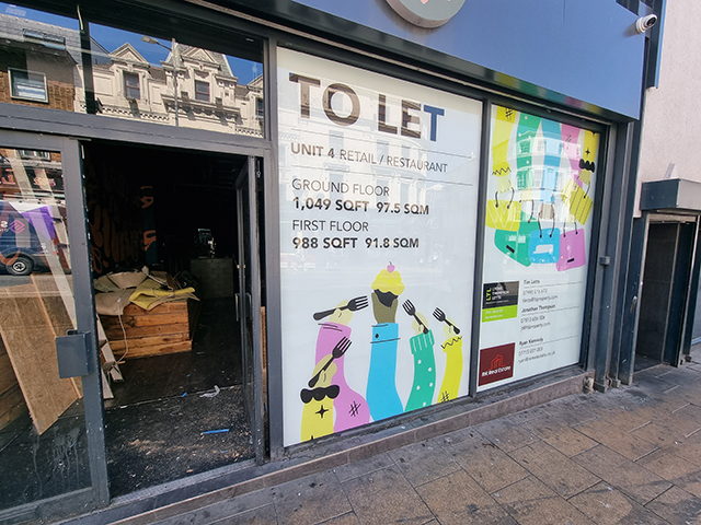 Photo showing window graphics