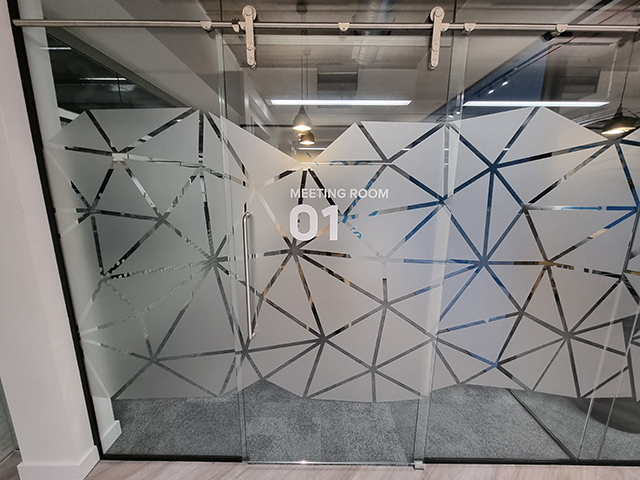 Photo showing window graphics