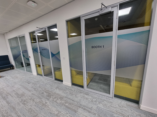 Photo showing window graphics