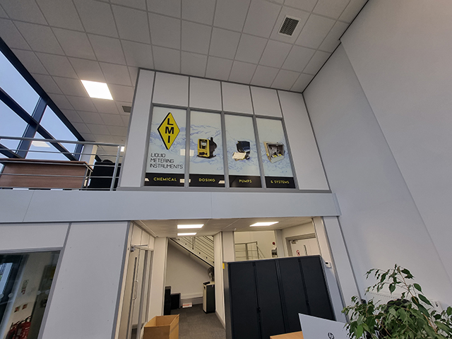 Photo showing window graphics