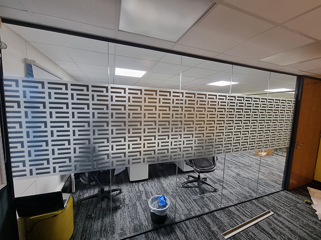 Photo showing window graphics