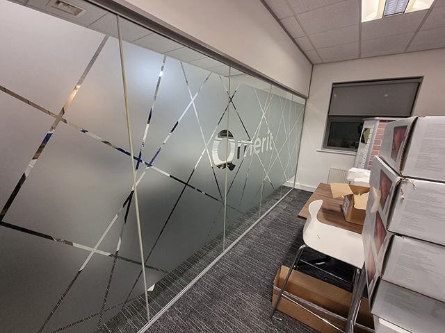 Photo showing window graphics